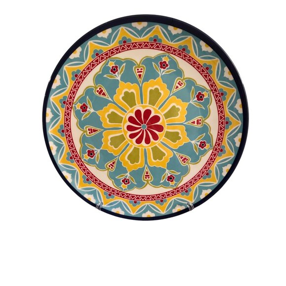 Floral Mediterranean Medallian Set Of 6 Colorful 11" Melamine Dinner Plates - Picture 1 of 10